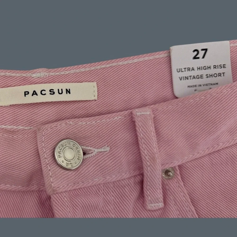 PacSun Ultra High Rise Vintage Shorts Pink Blue Tie Dye Frayed Hem Size 27 NEW